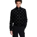 BALMAIN QUITED RHINESTONE BOMBER JACKET