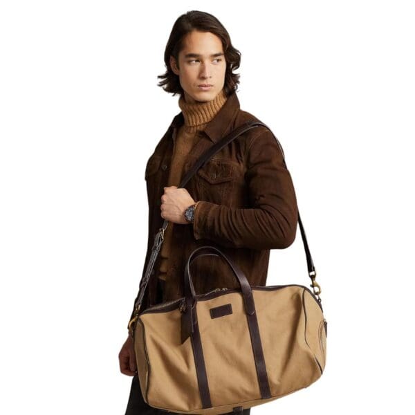 RALPH LAUREN LEATHER-TRIM CANVAS DUFFEL