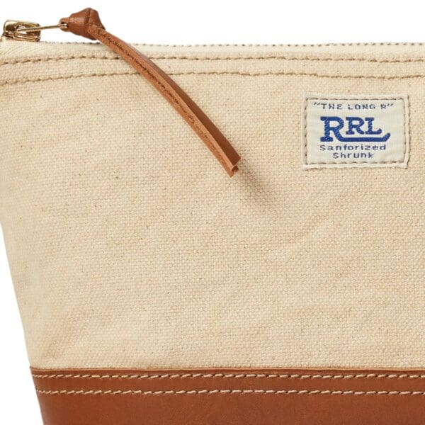 RALPH LAUREN LEATHER-TRIM CANVAS POUCH