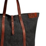 RALPH LAUREN LEATHER-TRIM DENIM TOTE