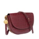 STELLA MCCARTNEY FRAYME CROC-EFFECT EMBOSSED MEDIUM FLAP SHOULDER BAG