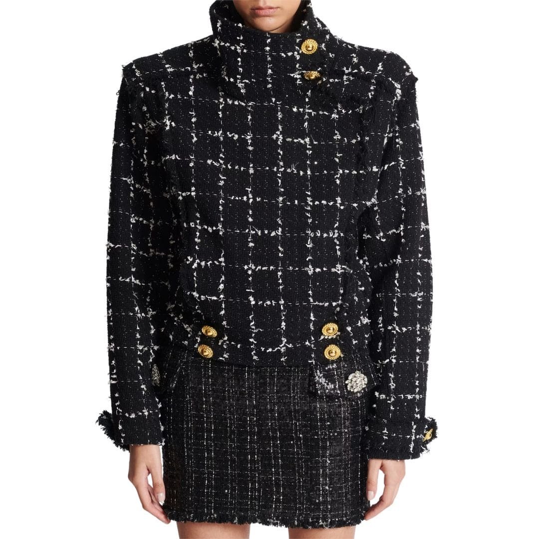 BALMAIN TWEED BOMBER JACKET