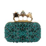 ALEXANDER MCQUEEN WOMANS BOSCH KNUCLE CLUTCH IN EMERALD