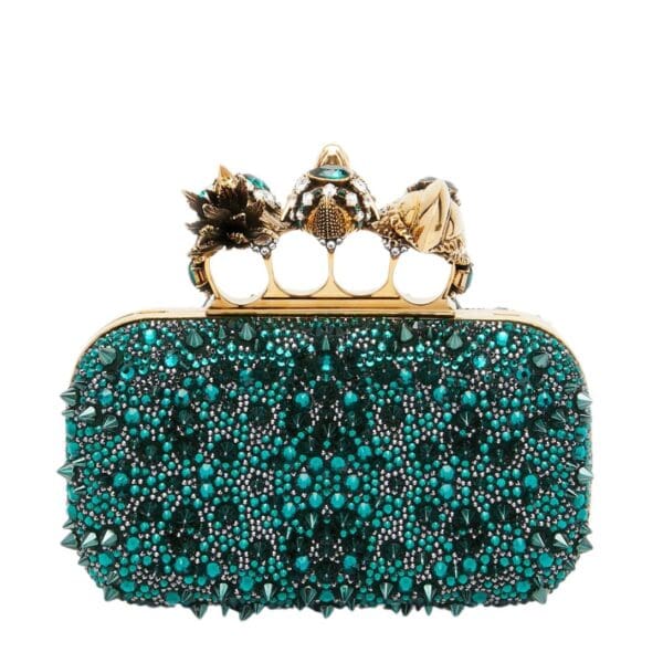ALEXANDER MCQUEEN WOMANS BOSCH KNUCLE CLUTCH IN EMERALD