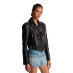 BALMAIN ZIPPED LEATHER BIKER JACKET