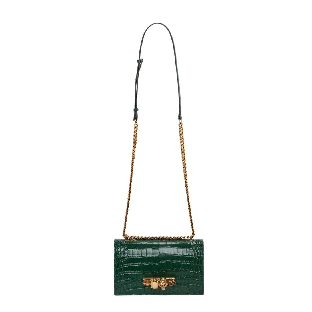 ALEXANDER MCQUEEN WOMANS JEWELLED SATCHEL IN EMERALD