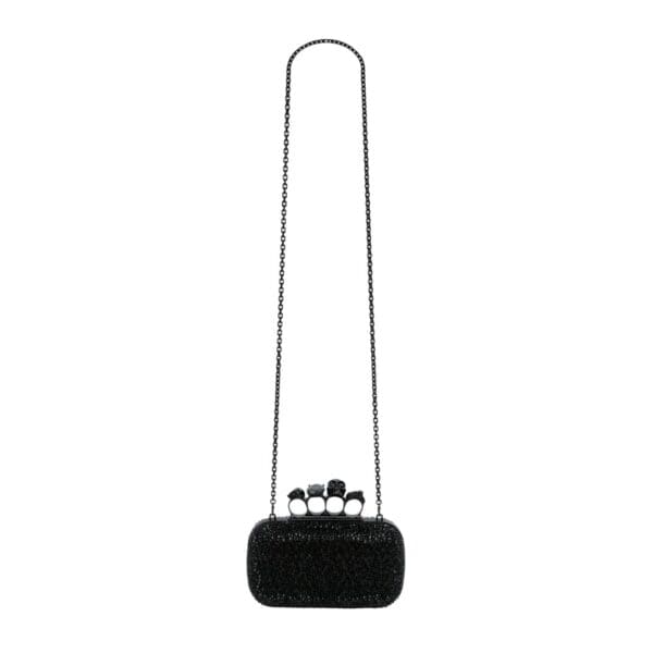 ALEXANDER MCQUEEN WOMANS KNUCKLE CLUTCH WITH CHAIN IN BLACK