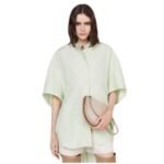 STELLA MCCARTNEY FRAYME STUDDED GRAINY ALTER MAT MEDIUM FLAP SHOULDER BAG