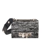 ALEXANDER MCQUEEN WOMANS THE BIKER MINI JEWELLED SATCHEL IN BLACKWHITE