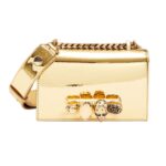ALEXANDER MCQUEEN WOMANS THE BIKER MINI JEWELLED SATCHEL IN GOLD