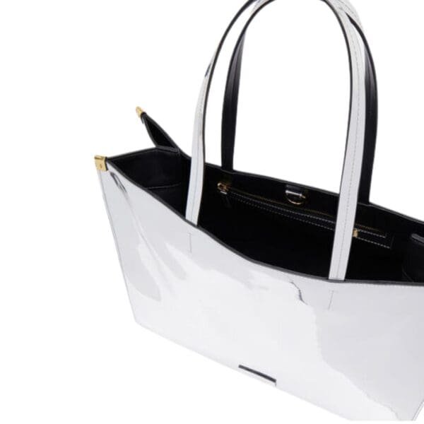 STELLA MCCARTNEY SEXY ROBOT GRAPHIC MIRRORED CHROME-EFFECT TOTE BAG