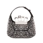 ALEXANDER MCQUEEN WOMENS THE JEWELLED HOBO MINI BAG IN BLACK