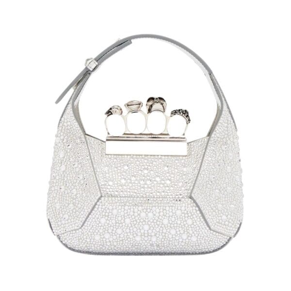 ALEXANDER MCQUEEN WOMENS THE JEWELLED HOBO BAG IN SILVER