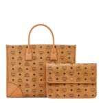 MCM LARGE MÜNCHEN TOTE IN VISETOS COGNAC