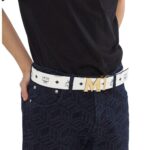 MCM CLAUS M REVERSIBLE BELT 1.75" IN VISETOS WHITE/GOLD
