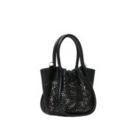 PROENZA EXTRA SMALL RUCHED TOTE IN PERFORATED LEATHER BLACK