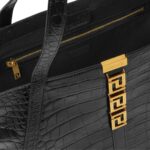 VERSACE CROC-EFFECT GRECA GODDESS LARGE TOTE BAG