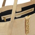 VERSACE CROC-EFFECT GRECA GODDESS LARGE TOTE BAG