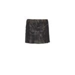 Studded nappa leather patchwork skirt