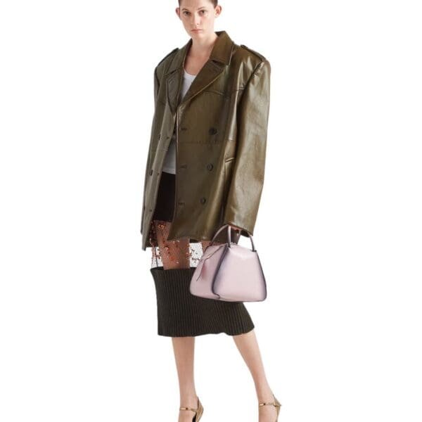 PRADA DOUBLE BREASTED LEATHER COAT