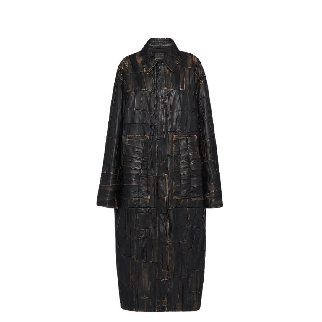 Nappa leather patchwork coat