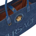 VERSACE LA MEDUSA DENIM LARGE TOTE BAG
