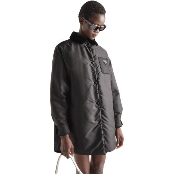 PRADA REVERSIBLE GABARDINE AND SHEARLING COAT