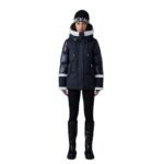 MACKAGE CYRAH ARCTIC TWILL DOWN JACKET WITH SHEARLING TRIM
