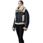 mackage penelopa sheepskin jacket with double collar