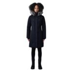 MACKAGE SHILOH 2-IN-1 FITTED DOWN COAT WITH REMOVABLE BIB AND SILVER FOR FUR