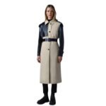 MACKAGE LEIKO MAXI TWO-TONED TWILL & LEATHER TRENCH