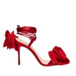 MAGDA BUTRYM WRAP AROUND DOUBLE FLOWER SANDALS IN DARK RED