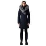 MACKAGE TRISH POWDER TOUCH DOWN COAT WITH SILVER FOX FUR SIGNATURE MACKAGE COLLAR