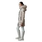 MACKAGE FCALLA AGILE-360 STRETCH LIGHT DOWN COAT WITH BLUE FOX FUR COLLAR
