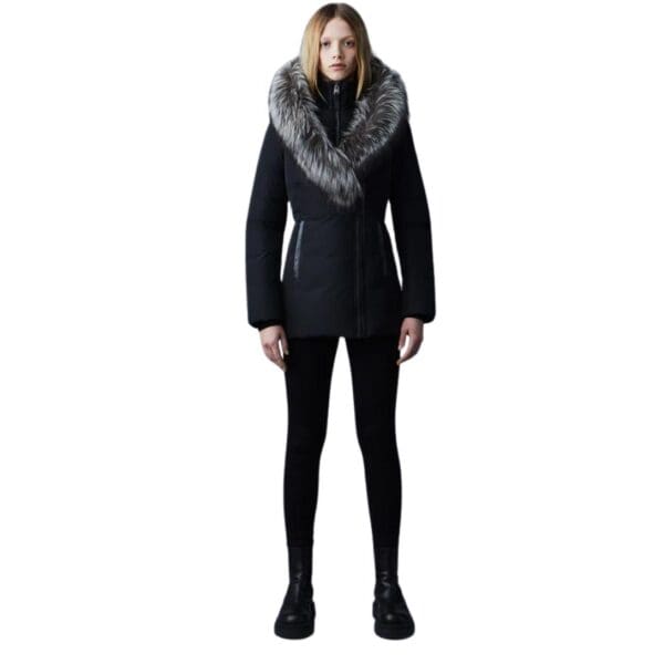 MACKAGE ADALI DOWN COAT WITH SILVER FOX FUR SIGNATURE MACKAGE COLLAR