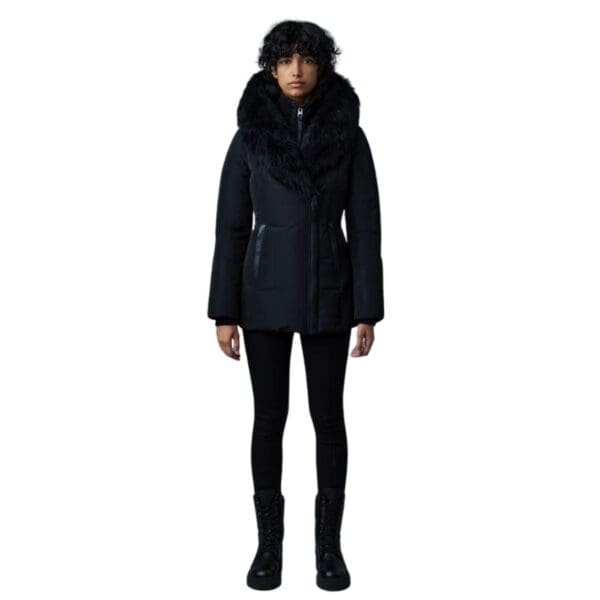 MACKAGE ADALI DOWN COAT WITH SHEEPSKIN SIGNATURE MACKAGE COLLAR