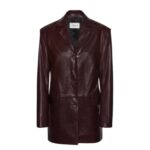 MAGDA BUTRYM LEATHER CAR JACKET IN BURGUNDY