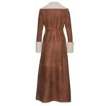 MAGDA BUTRYM LONG SHEARLING BELTED COAT IN BEIGE