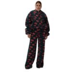 MAGDA BUTRYM OVERSIZED FLEECE IN DARK GREEN FLORAL PRINT