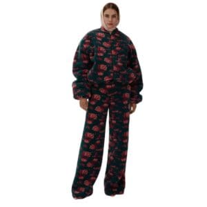 MAGDA BUTRYM OVERSIZED FLEECE IN DARK GREEN FLORAL PRINT