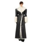 MAGDA BUTRYM LONG BELTED SHEARLING LEATHER COAT IN BLACK