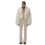MAGDA BUTRYM SHORT SHAG SHEARLING COAT IN CREAM