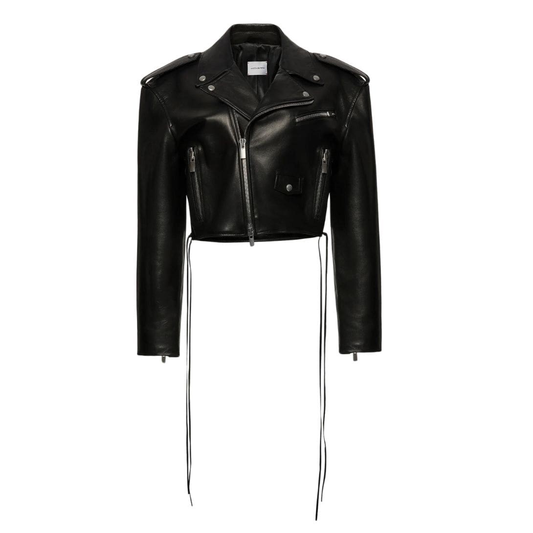 MAGDA BUTRYM CROPPED BIKER JACKET IN BLACK LEATHER