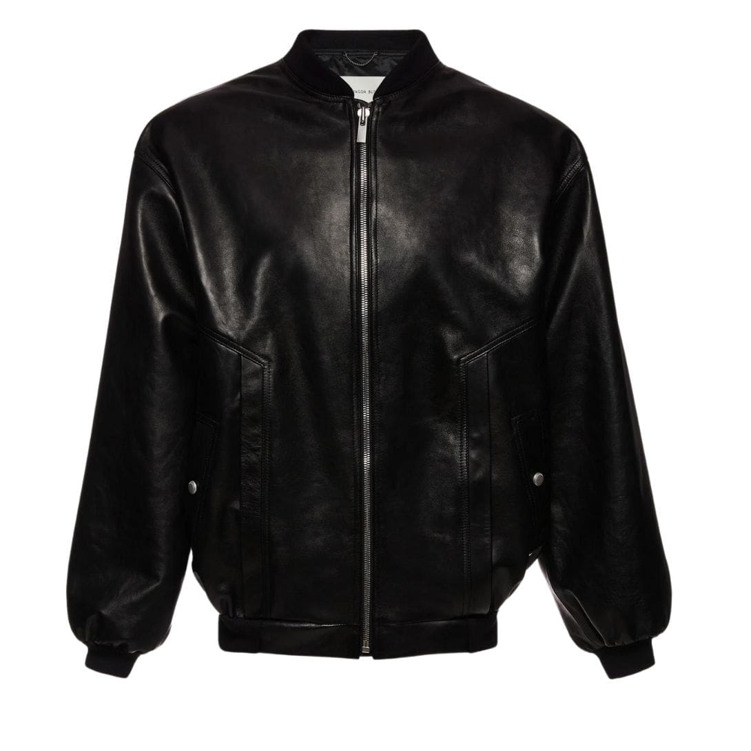 MAGDA BUTRYM OVERSIZED LEATHER BOMBER JACKET IN BLACK