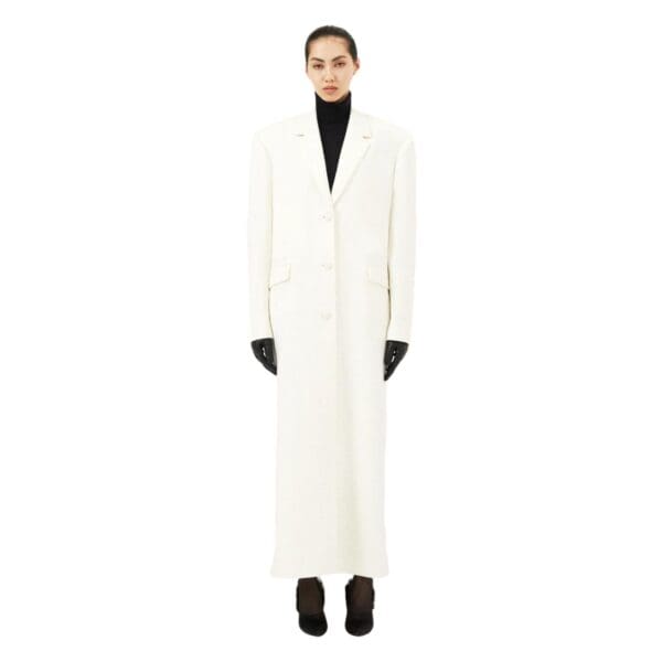 MAGDA BUTRYM SINGLE BREASTED LONG WOOL COAT IN CREAM