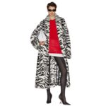 THE ATTICO WHITE AND BLACK LONG FUR COAT