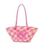 LOEWE SMALL ANAGRAM BASKET BAG IN IRACA PALM AND CALFSKIN