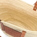 LOEWE LARGE BASKET BAG IN PALM LEAF AND CALFSKIN
