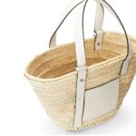 LOEWE BASKET BAG IN PALM LEAF AND CALFSKIN