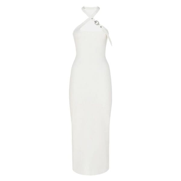 the attico white midi dress